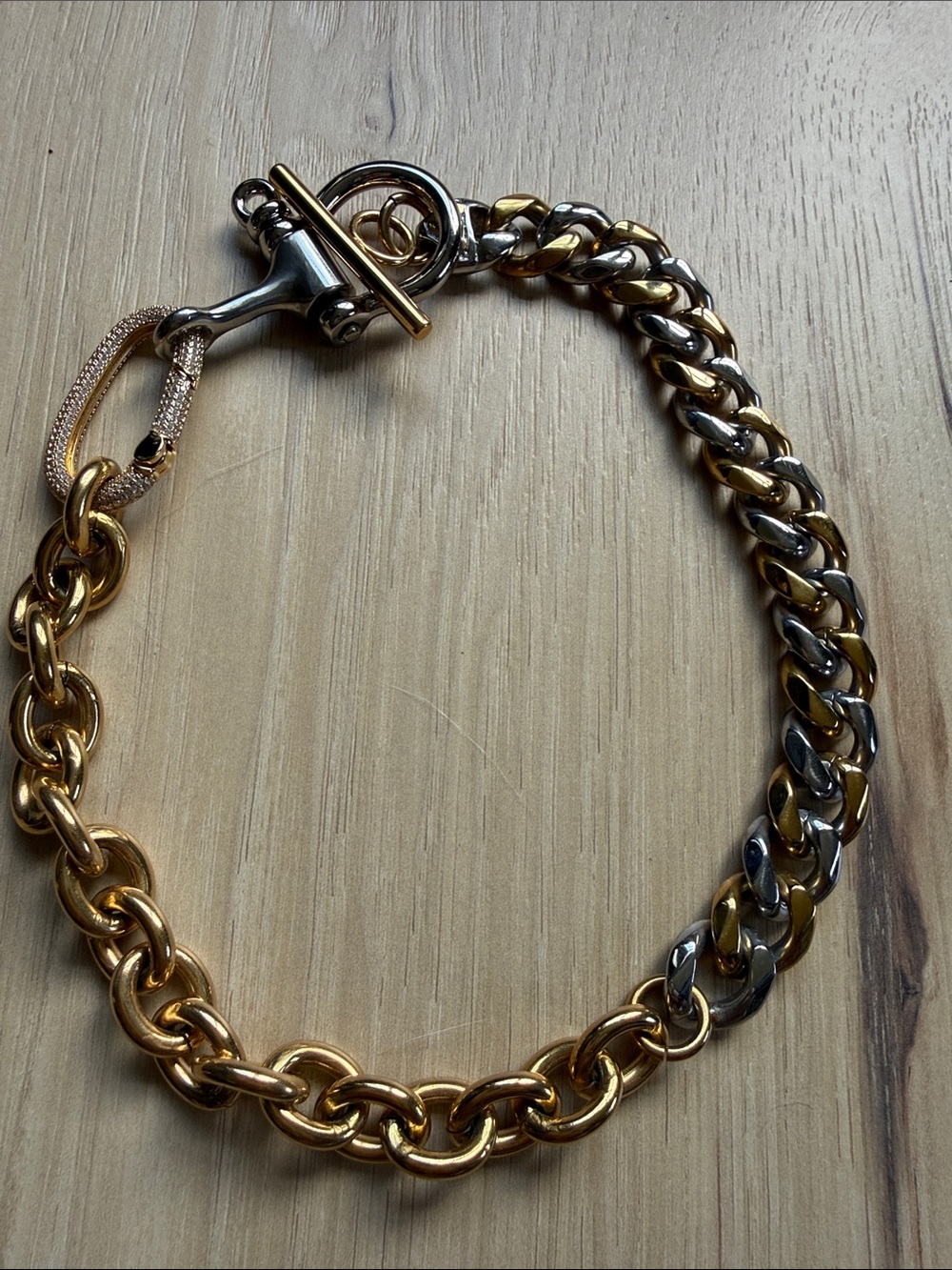 Two-Tone Chunky Chain Necklace - Gold & Silver